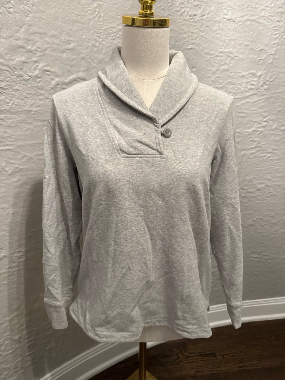 L.L. Bean Light Gray Shawl Collar Pullover